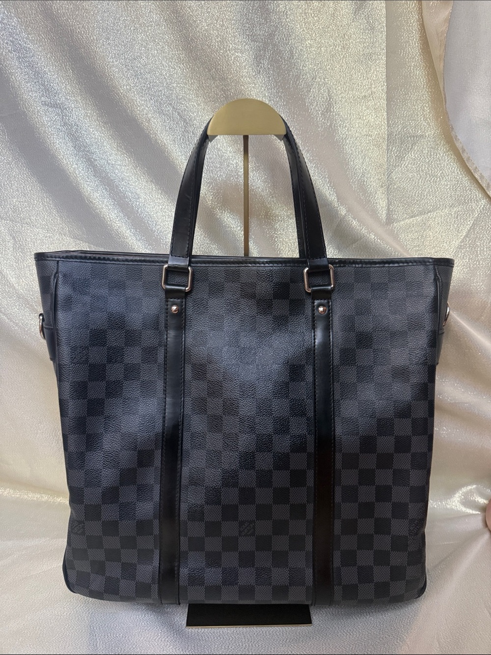 Louis Vuitton Black Damier Graphite Tadao Tote Briefcase with Zipper